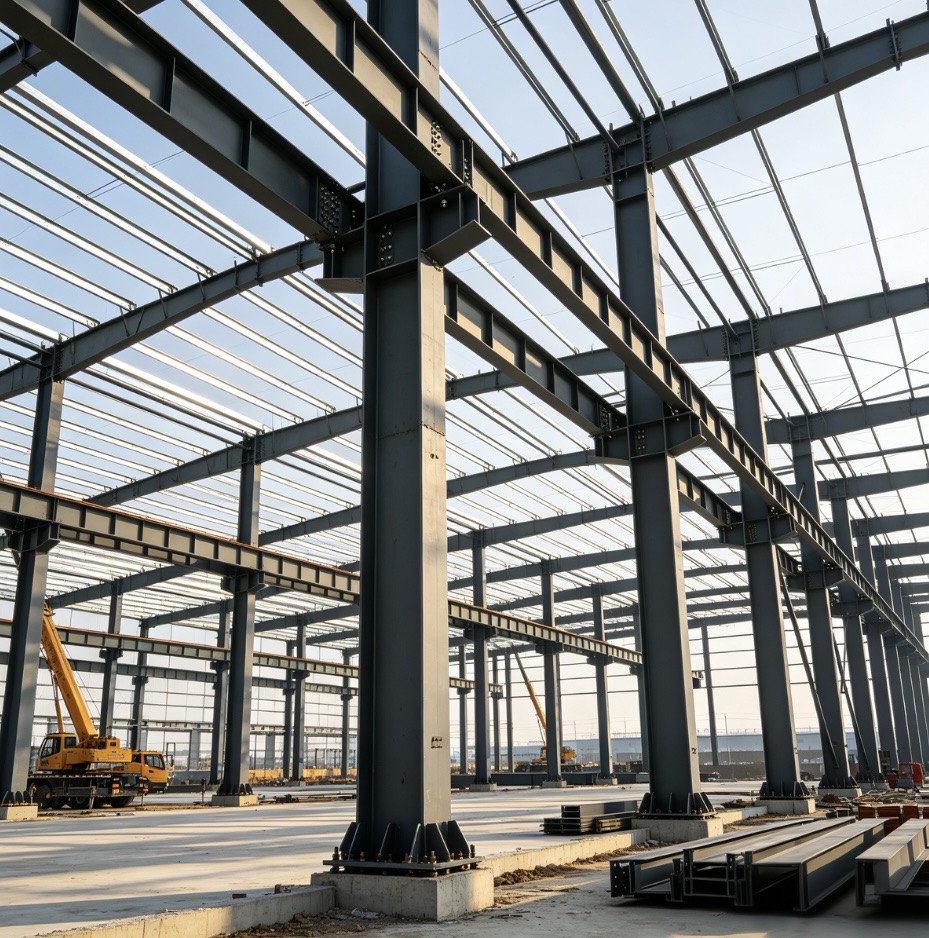 H-beam-steel-structure-frame-of-industrial-warehouse-construction-site