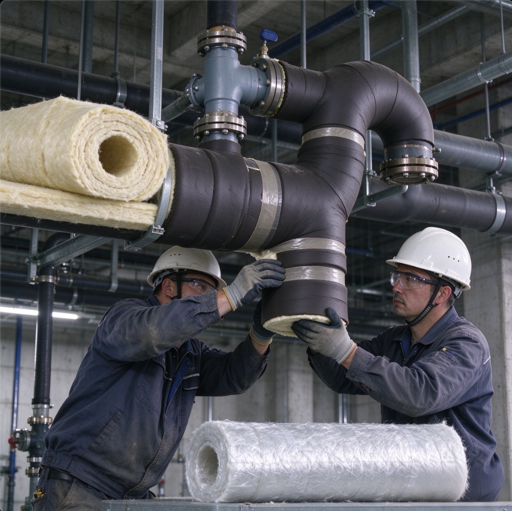 hvac-worker-installing-phenolic-foam-rock-wool-glass-wool-pipe-insulation-for-chilled-water-pipes-industrial-construction-scene