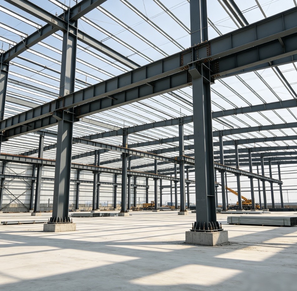 H-beam-steel-structure-frame-for-large-industrial-factory-building
