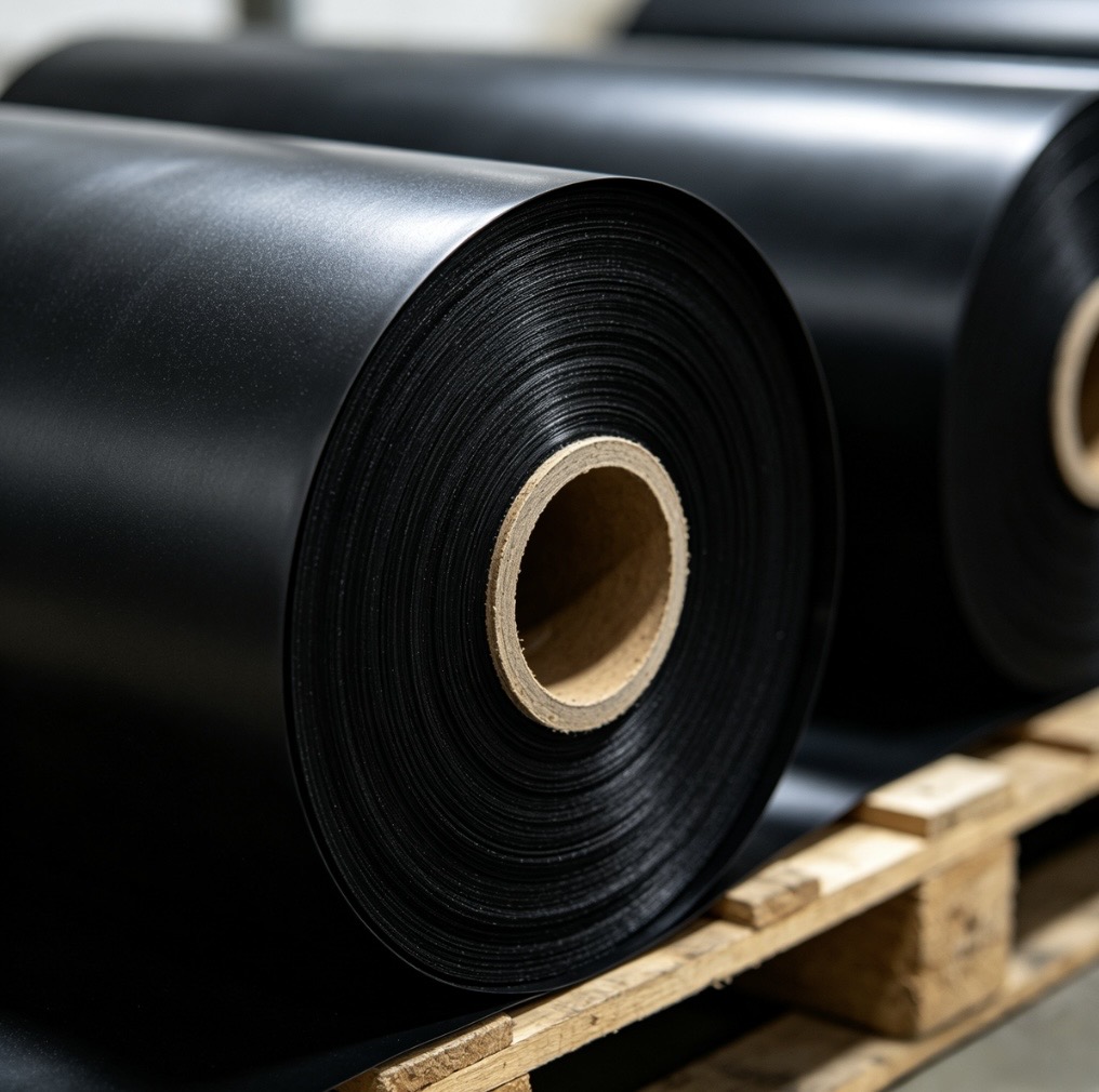 hdpe-waterproof-geomembrane-roll-close-up-smooth-black-surface